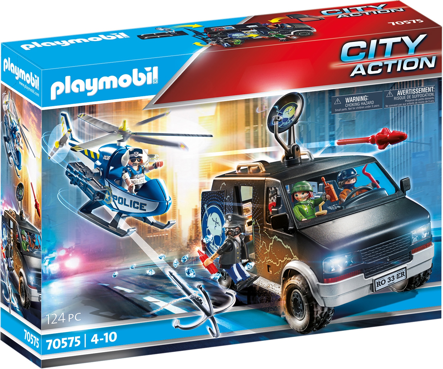 Playmobil® Konstruktions-Spielset »Polizei-Helikopter: Verfolgung des Fluchtfahrzeugs (70575)«, (124 St.) von Playmobil®