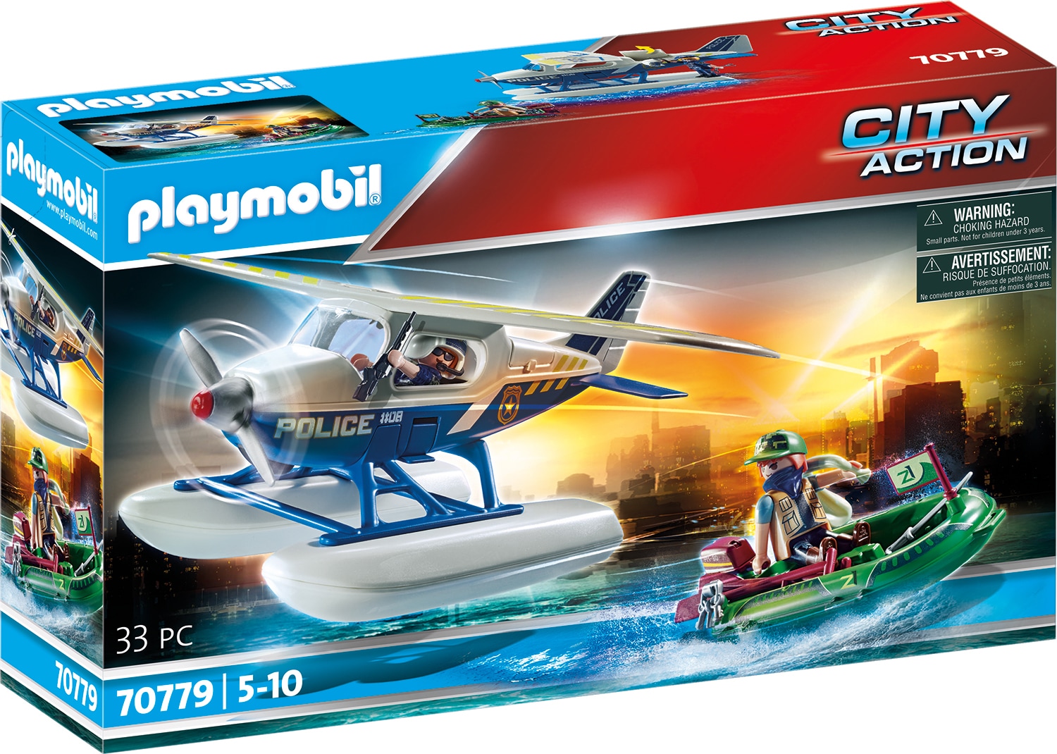 Playmobil® Konstruktions-Spielset »Polizei-Wasserflugzeug: Schmuggler-Verfolgung (70779), City Action«, (33 St.) von Playmobil®