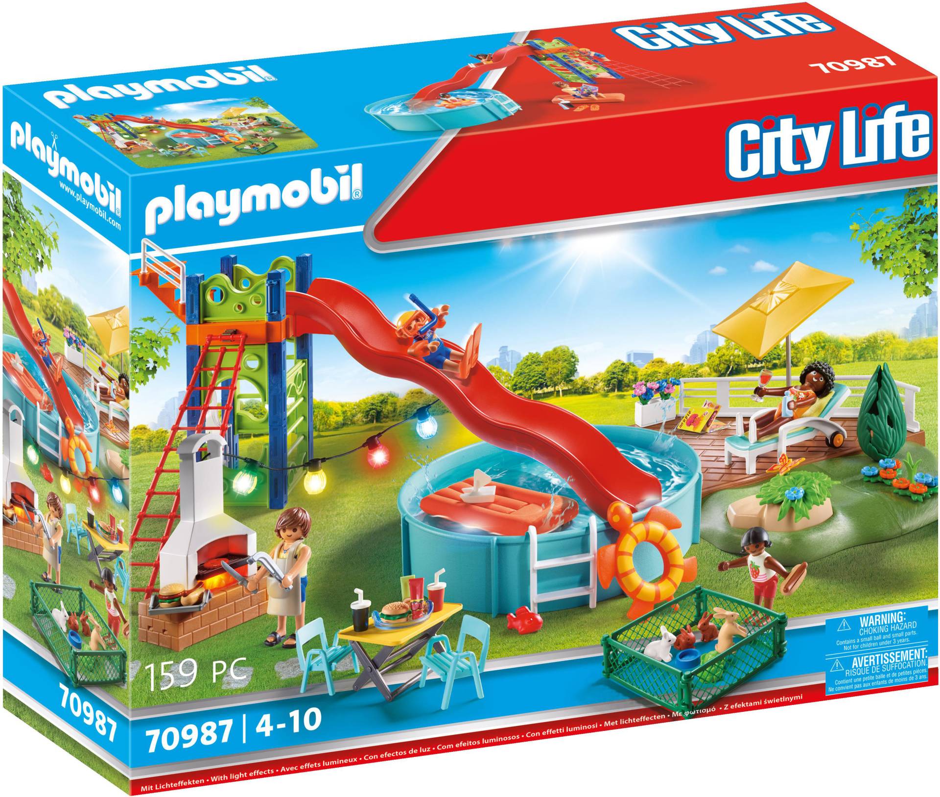 Playmobil® Konstruktions-Spielset »Poolparty mit Rutsche (70987), City Life«, (159 St.), Made in Germany von Playmobil®