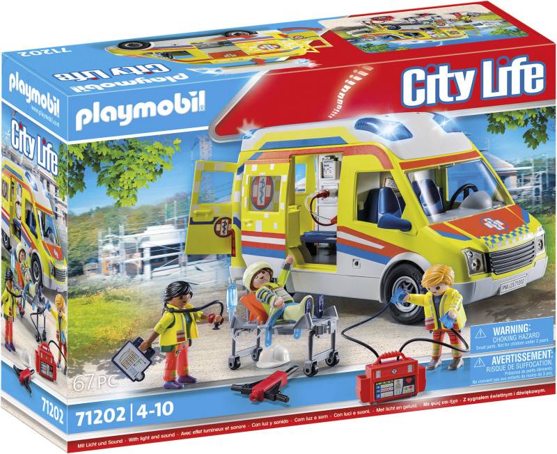Playmobil® Konstruktions-Spielset »Rettungswagen mit Licht und Sound (71202), My City Life«, mit Licht und Soundmodul von Playmobil®