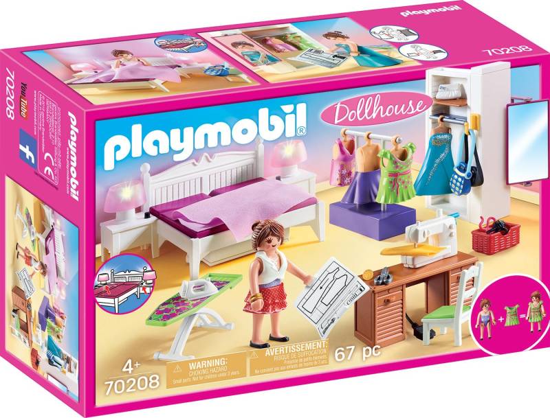 Playmobil® Konstruktions-Spielset »Schlafzimmer mit Nähecke (70208), Dollhouse«, (67 St.), Made in Germany von Playmobil®