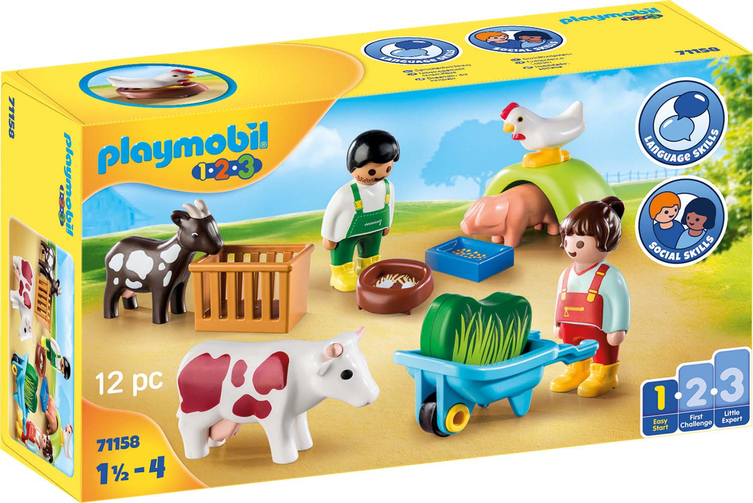 Playmobil® Konstruktions-Spielset »Spielspass auf dem Bauernhof (71158), Playmobil 1-2-3«, (12 St.) von Playmobil®