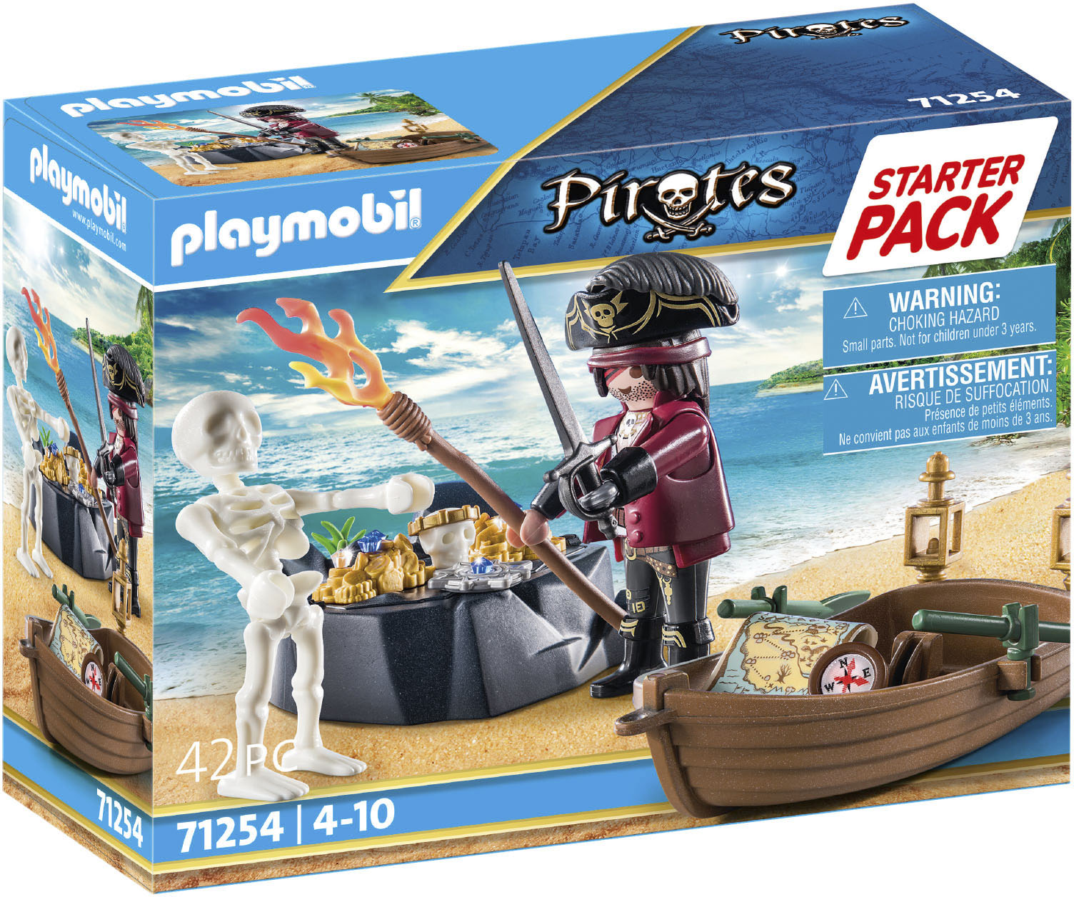 Playmobil® Konstruktions-Spielset »Starter Pack, Pirat mit Ruderboot (71254), Pirates«, (42 St.), Made in Europe von Playmobil®