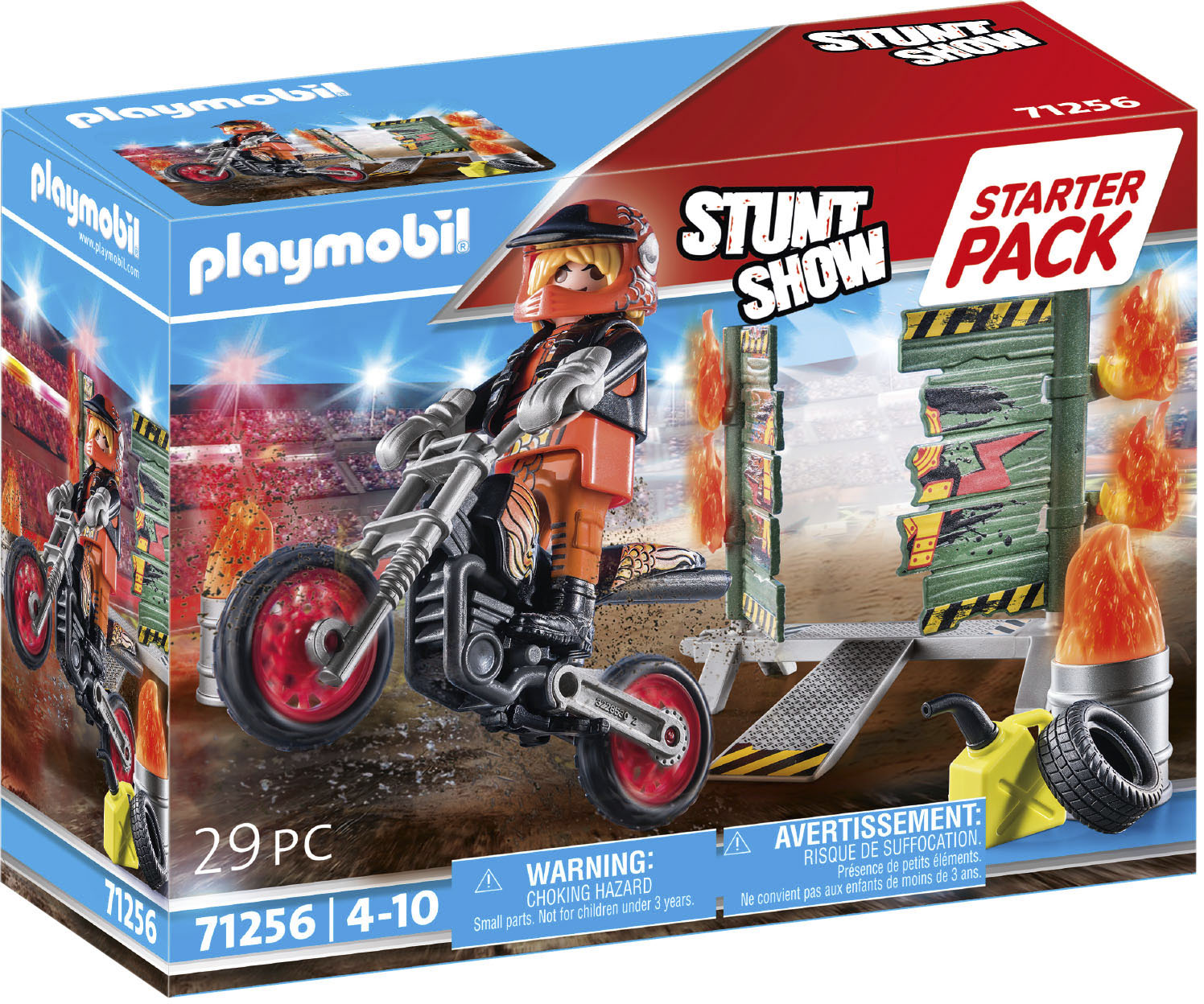 Playmobil® Konstruktions-Spielset »Starter Pack, Stuntshow Motorrad mit Feuerwand (71256), Stuntshow«, (29 St.) von Playmobil®