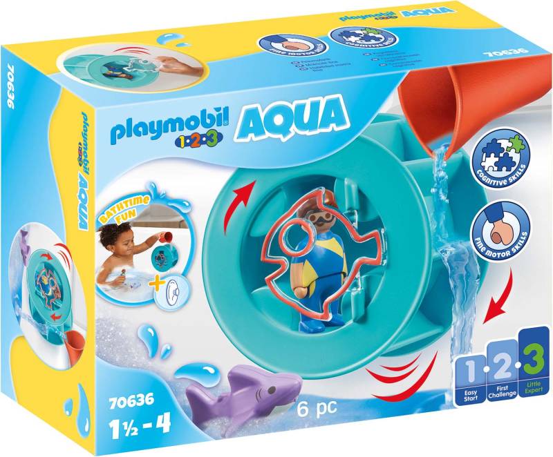 Playmobil® Konstruktions-Spielset »Wasserwirbelrad mit Babyhai (70636), Playmobil 123 - Aqua«, (6 St.), Made in Europe von Playmobil®