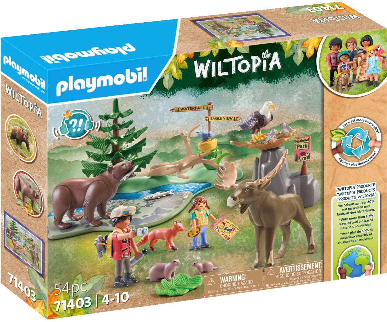 Playmobil® Konstruktions-Spielset »Wiltopia - Abstecher zu den Tieren Nordamerika (71403), Wiltopia«, (54 St.), teilweise aus recyceltem Material von Playmobil®