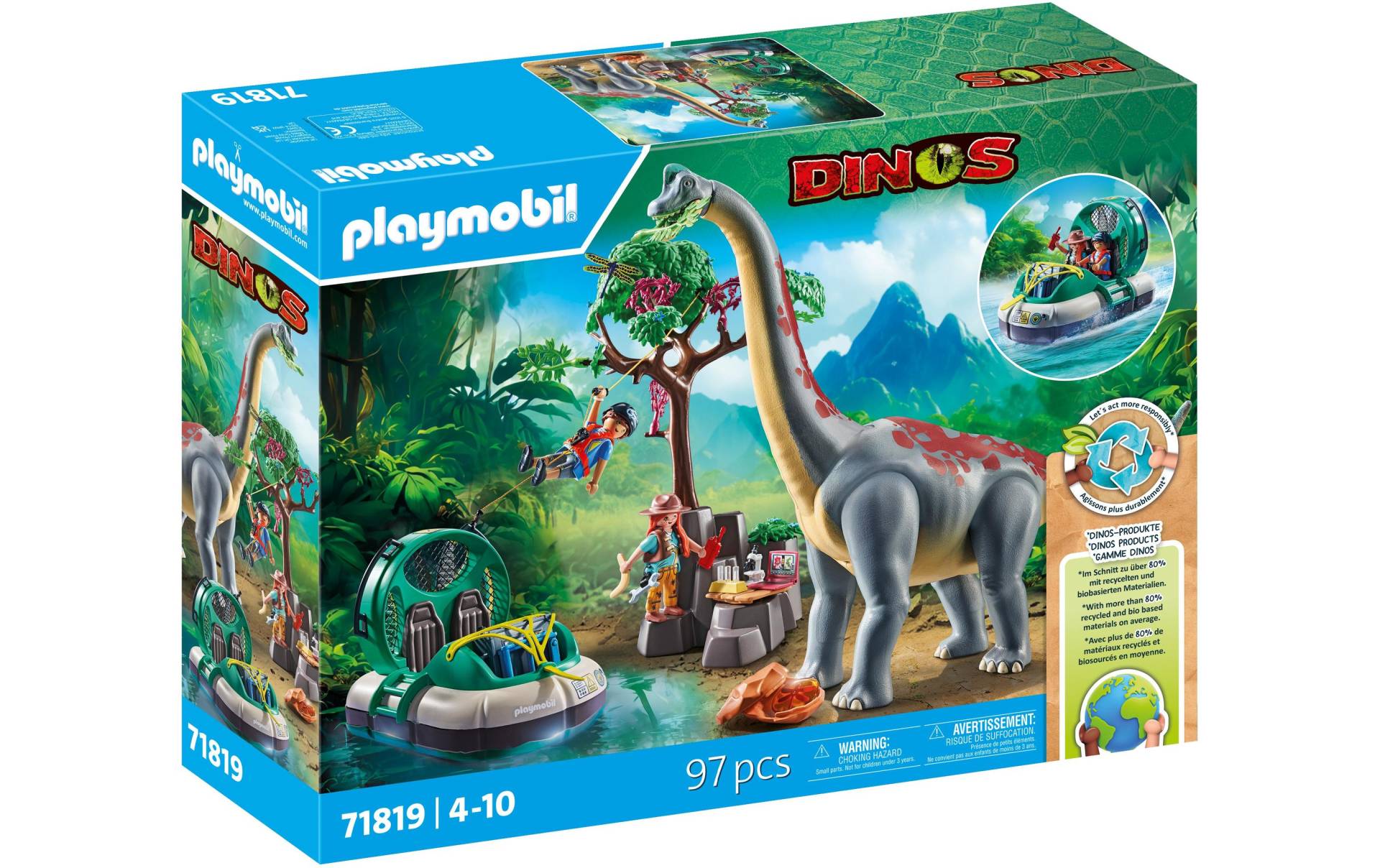 Playmobil® Spielbausteine »Dinos Brachiosaurus-Begegnung mit Luftkissenboot 71819«, (97 St.) von Playmobil®