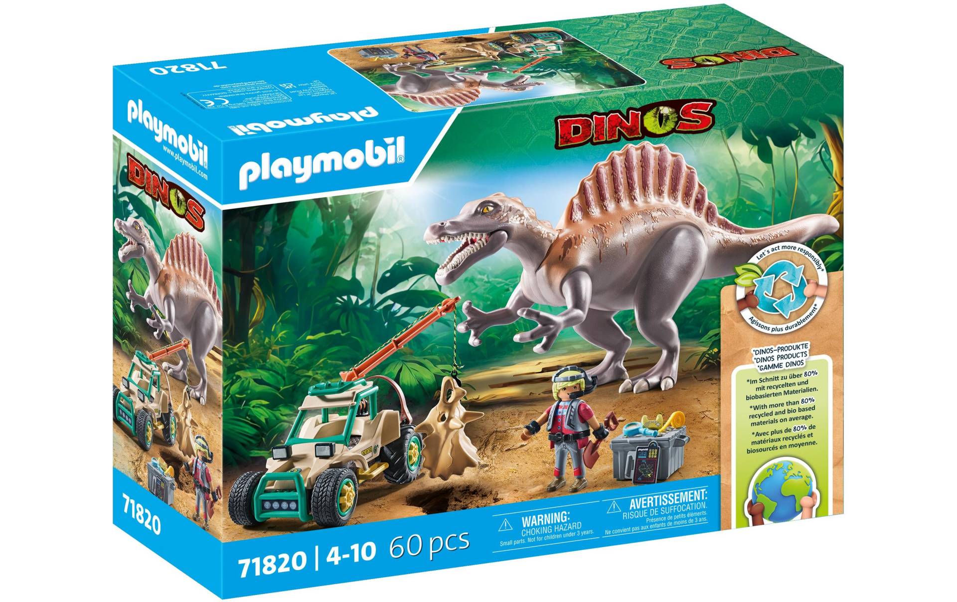 Playmobil® Spielbausteine »Dinos Spinosaurus-Angriff auf Dino-Ausgrabung 71820«, (60 St.) von Playmobil®
