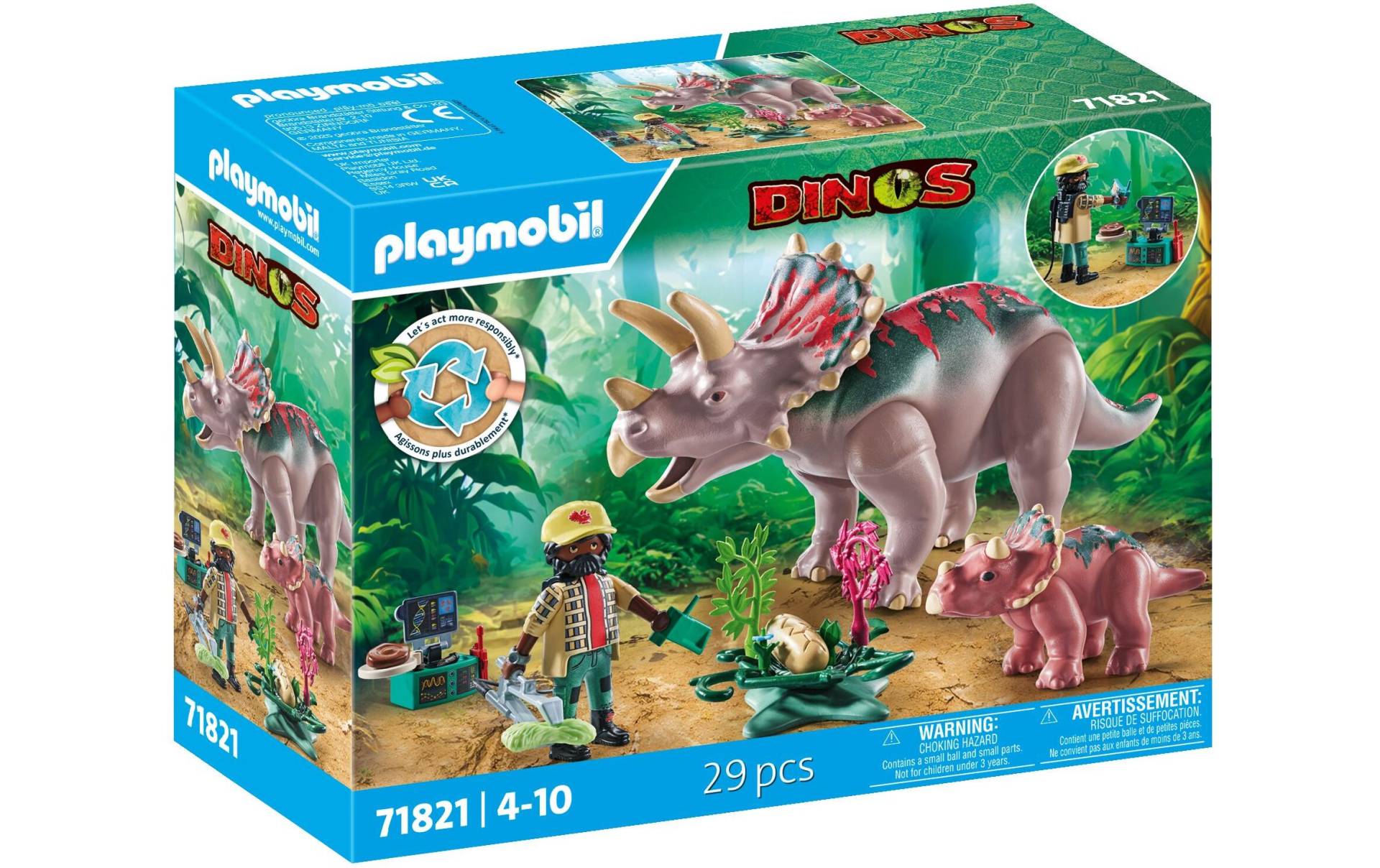 Playmobil® Spielbausteine »Dinos Triceratops mit Jungtier 71821«, (29 St.) von Playmobil®