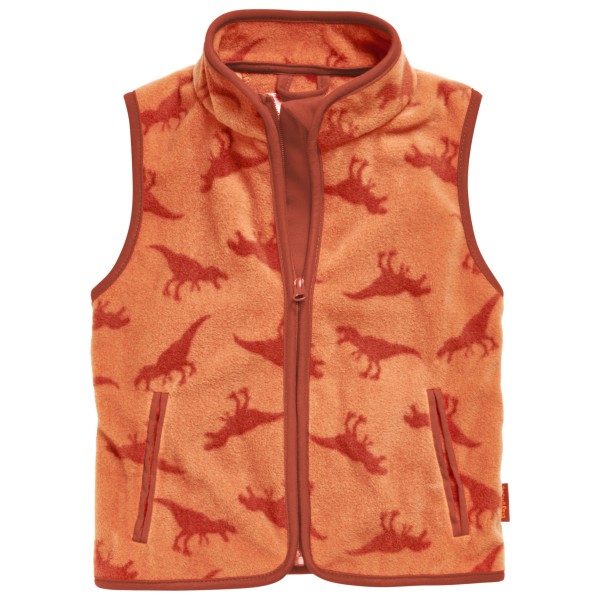 Playshoes - Kid's Fleece-Weste Dinos - Fleecegilet Gr 128 orange/rot von Playshoes