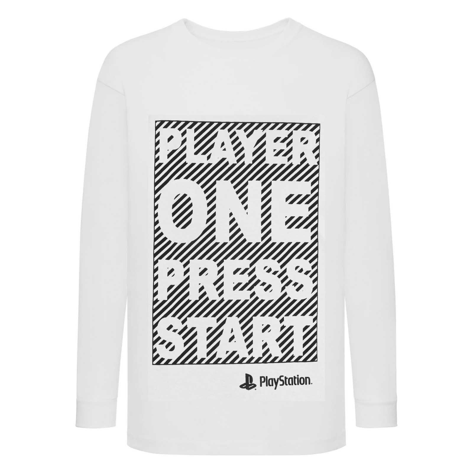 Player One Press Start Tshirt Mädchen Weiss 140/146 von Playstation