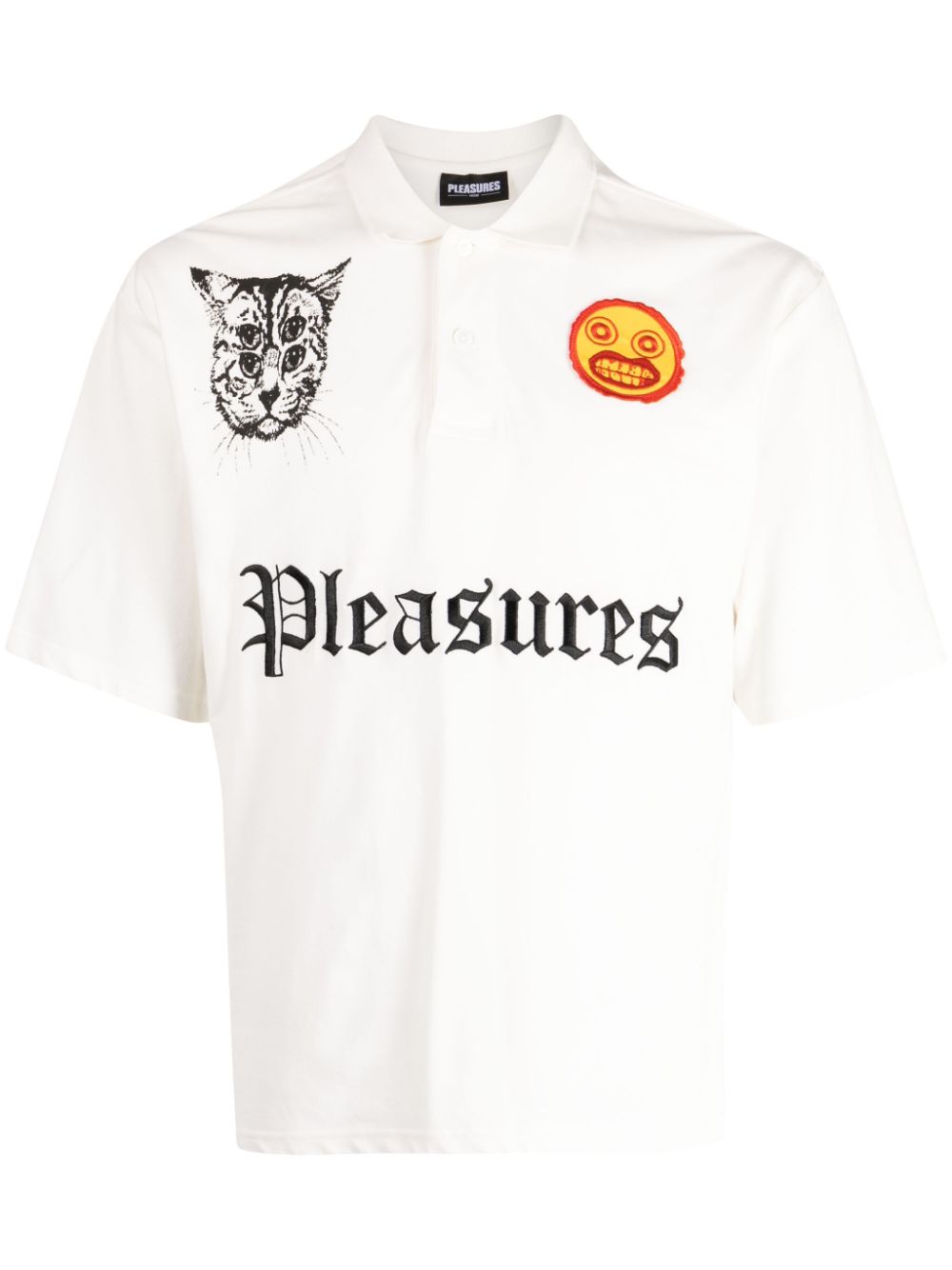 Pleasures Wyatt logo-embroidered polo shirt - White von Pleasures