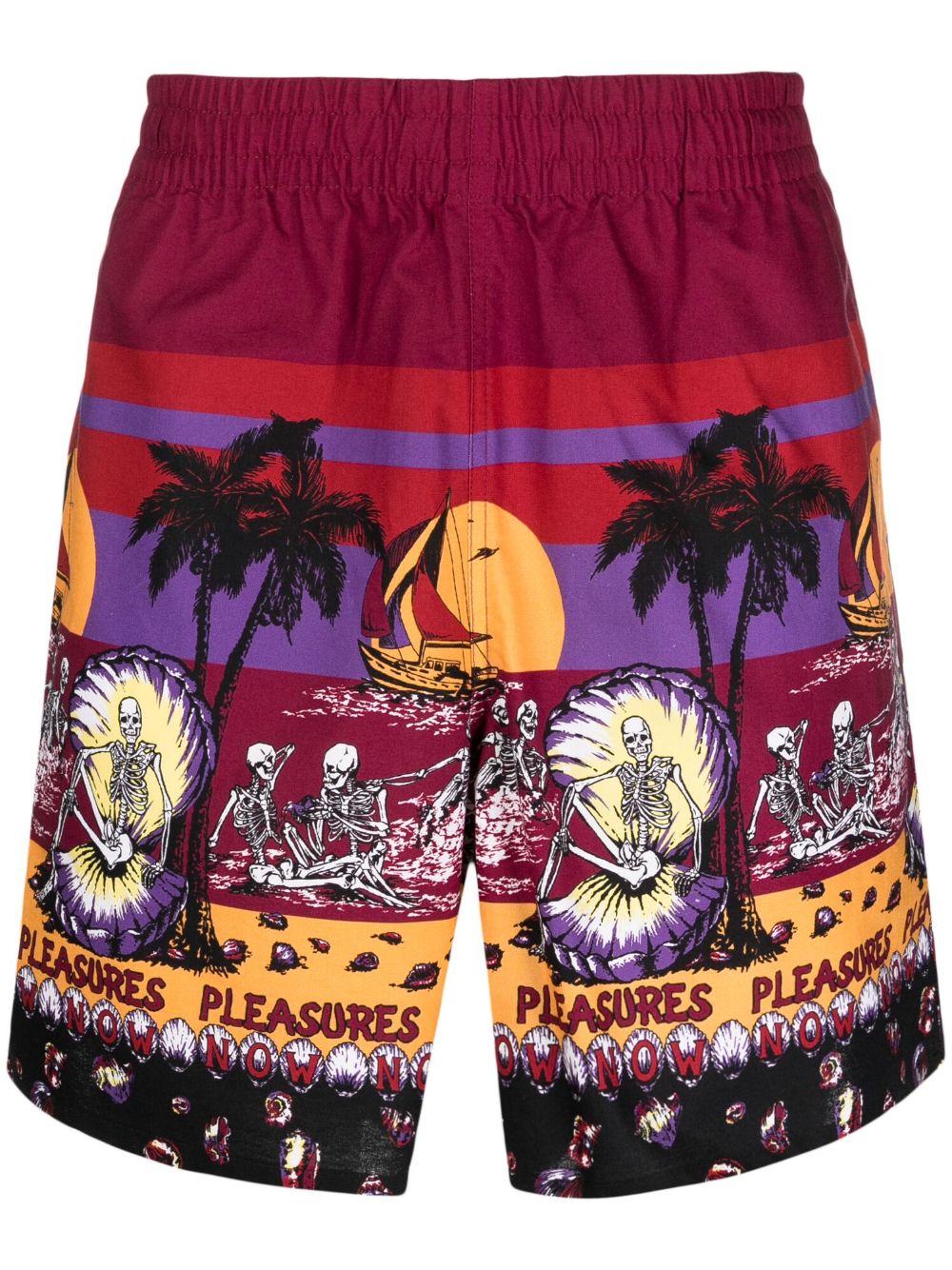 Pleasures illustration-print cotton deck shorts - Purple