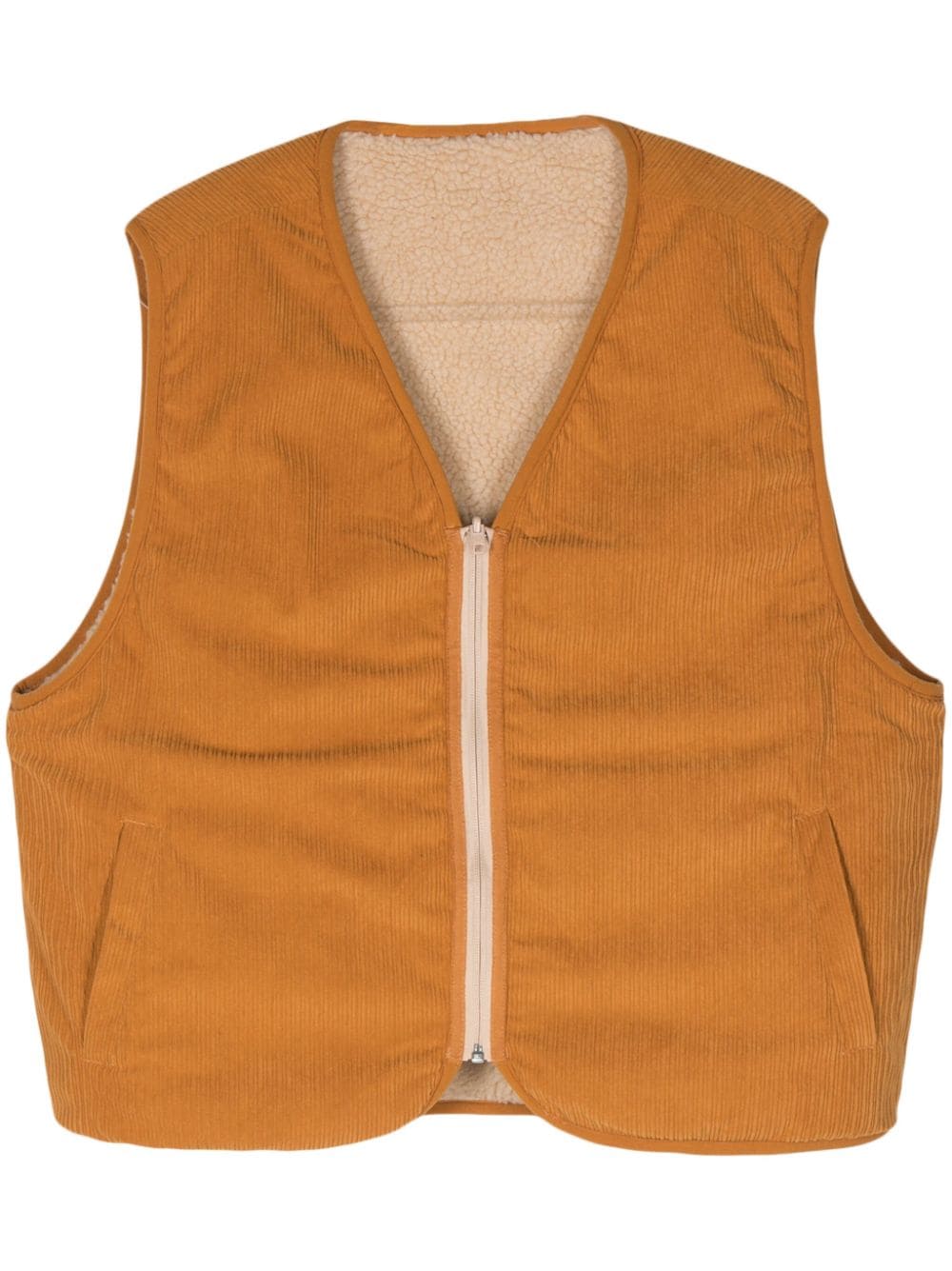 Pleasures reversible V-neck gilet - Brown von Pleasures