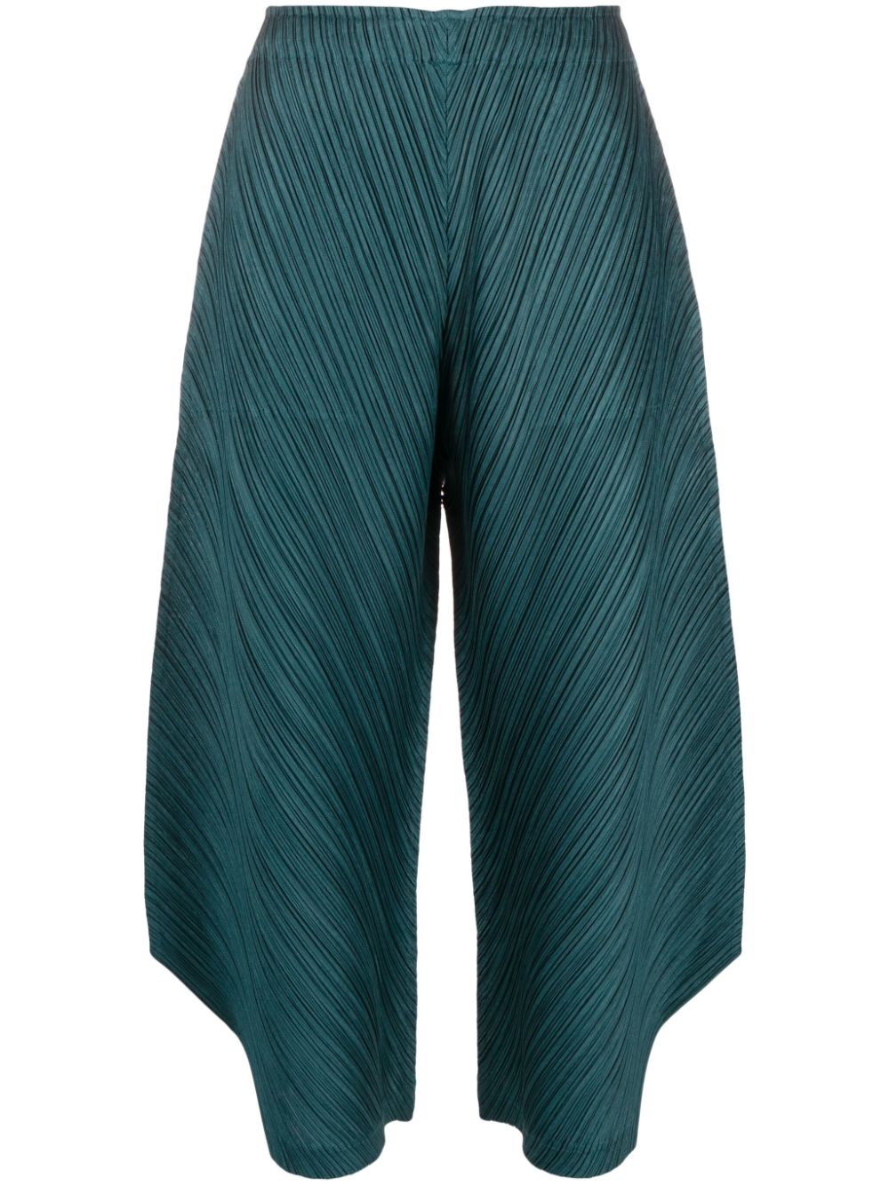 Pleats Please Issey Miyake fully-pleated plissé cropped palazzo trousers - Green von Pleats Please Issey Miyake