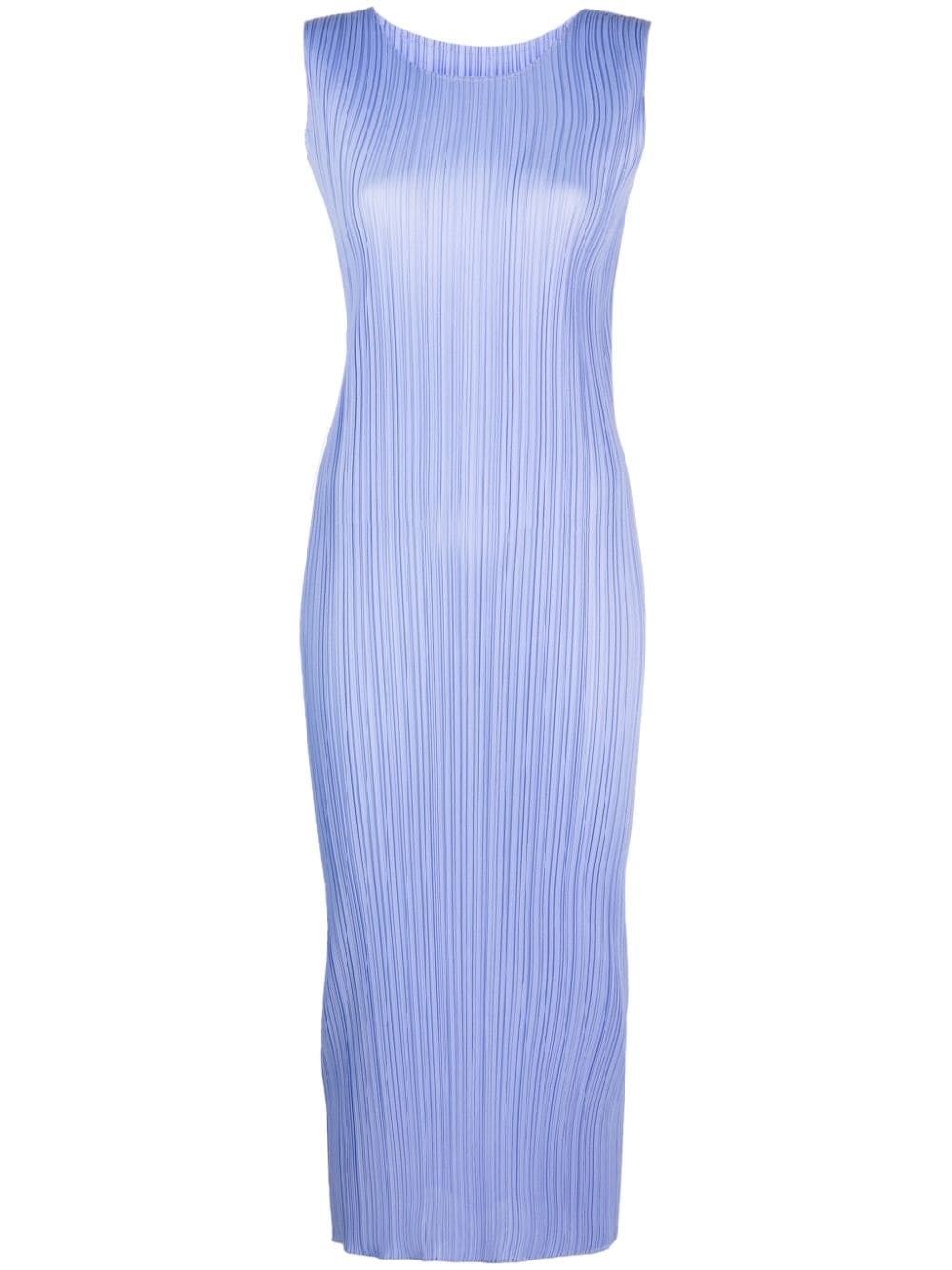 Pleats Please Issey Miyake pleat-detail maxi pencil dress - Purple von Pleats Please Issey Miyake