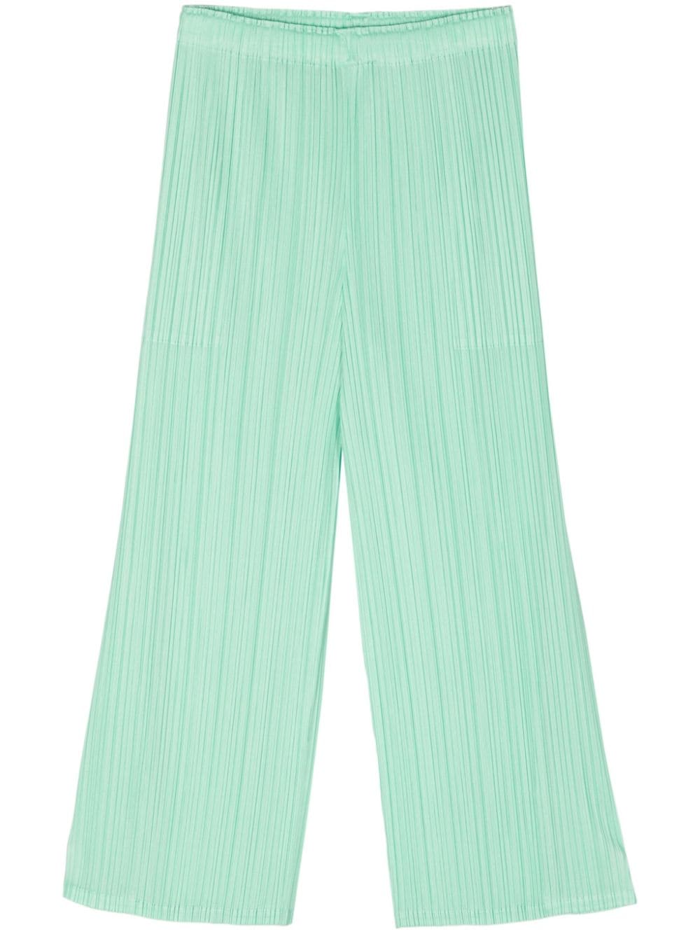 Pleats Please Issey Miyake pleated cropped trousers - Green von Pleats Please Issey Miyake