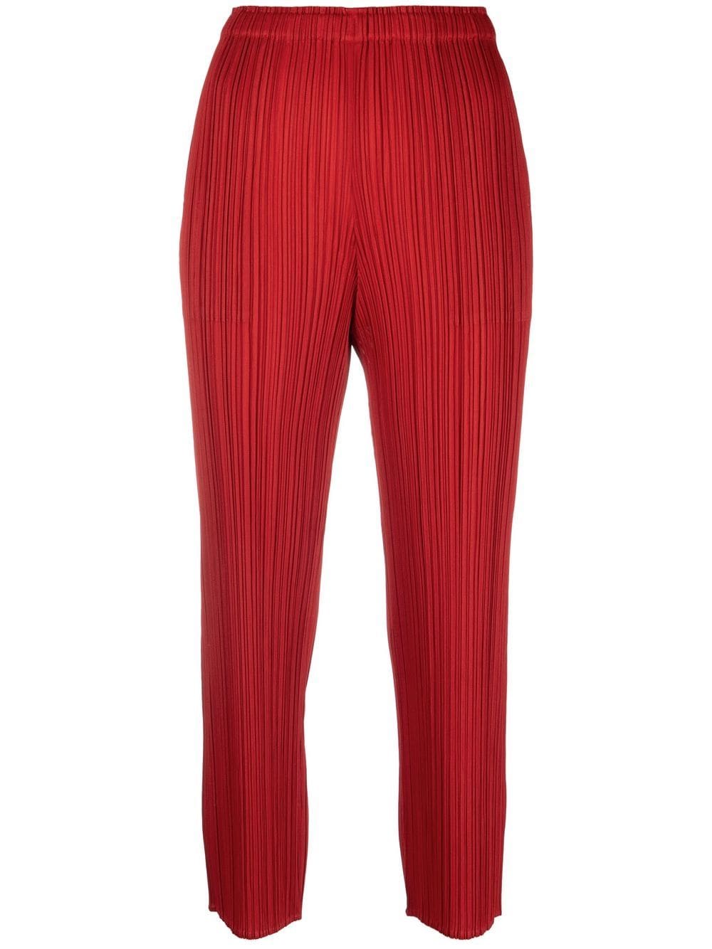 Pleats Please Issey Miyake plissé cropped trousers - Red von Pleats Please Issey Miyake