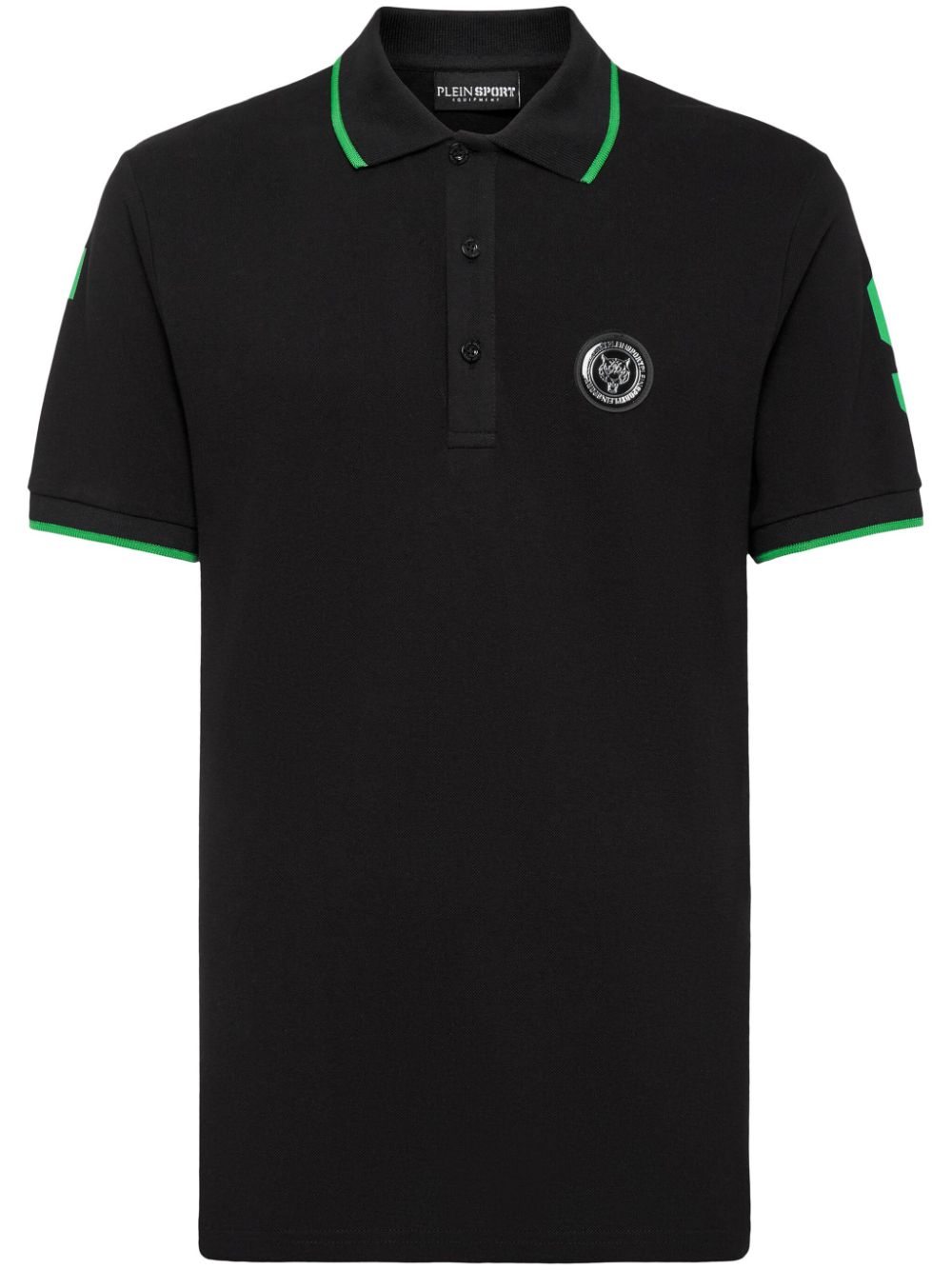 Plein Sport SS logo-patch cotton polo shirt - Black von Plein Sport