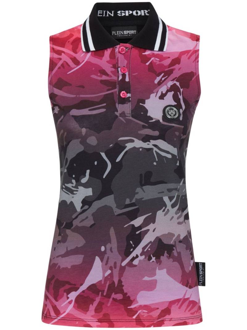 Plein Sport camouflage-pattern sleeveless polo shirt - Pink von Plein Sport