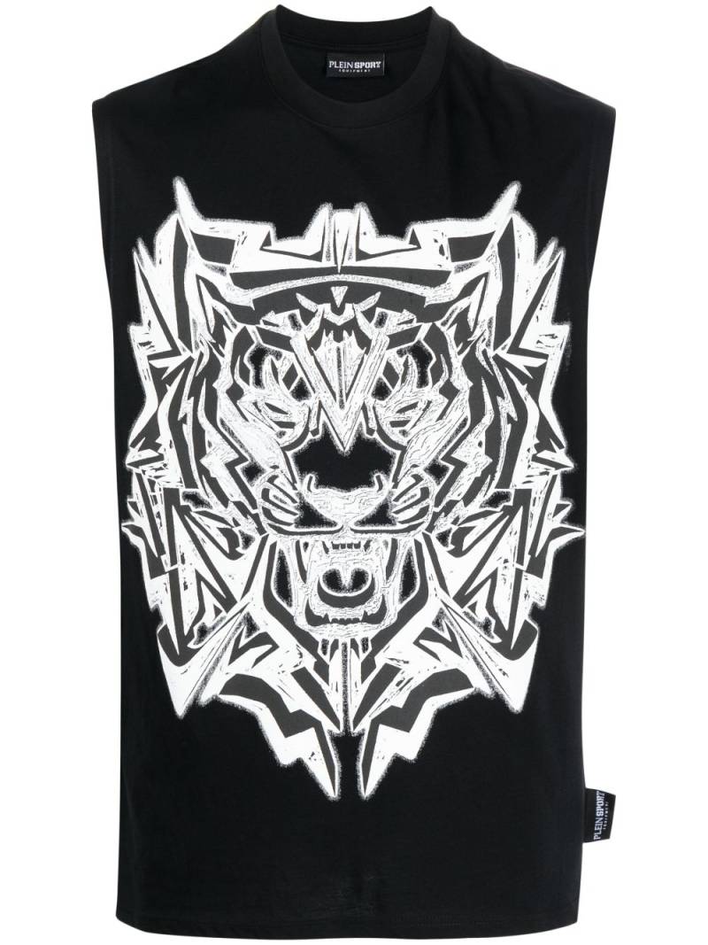 Plein Sport Thunder Tiger cotton tank top - Black von Plein Sport