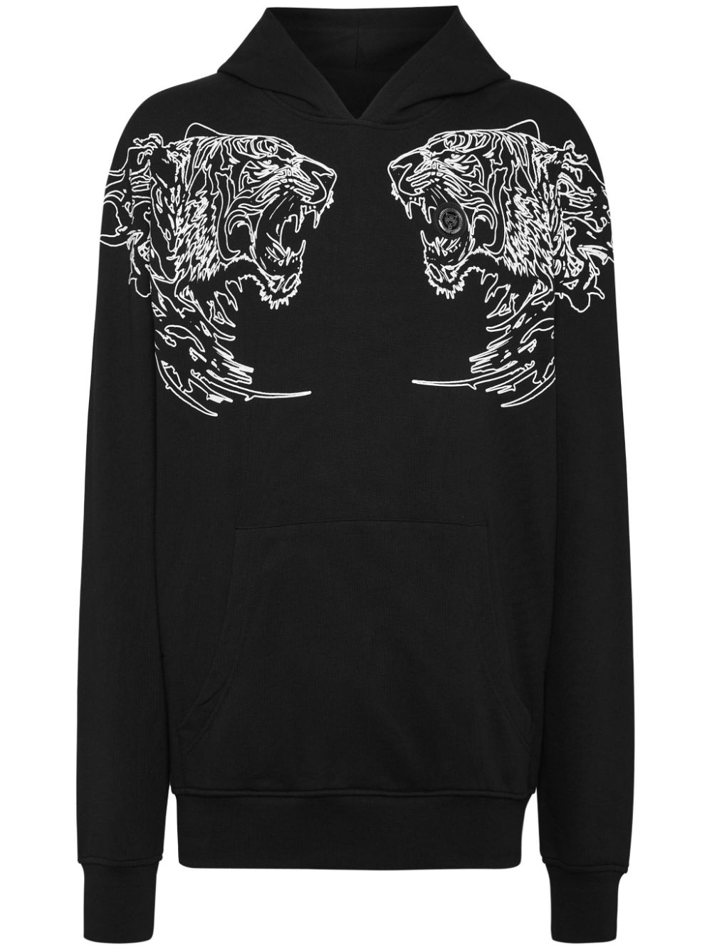 Plein Sport Tiger logo-print cotton hoodie - Black von Plein Sport