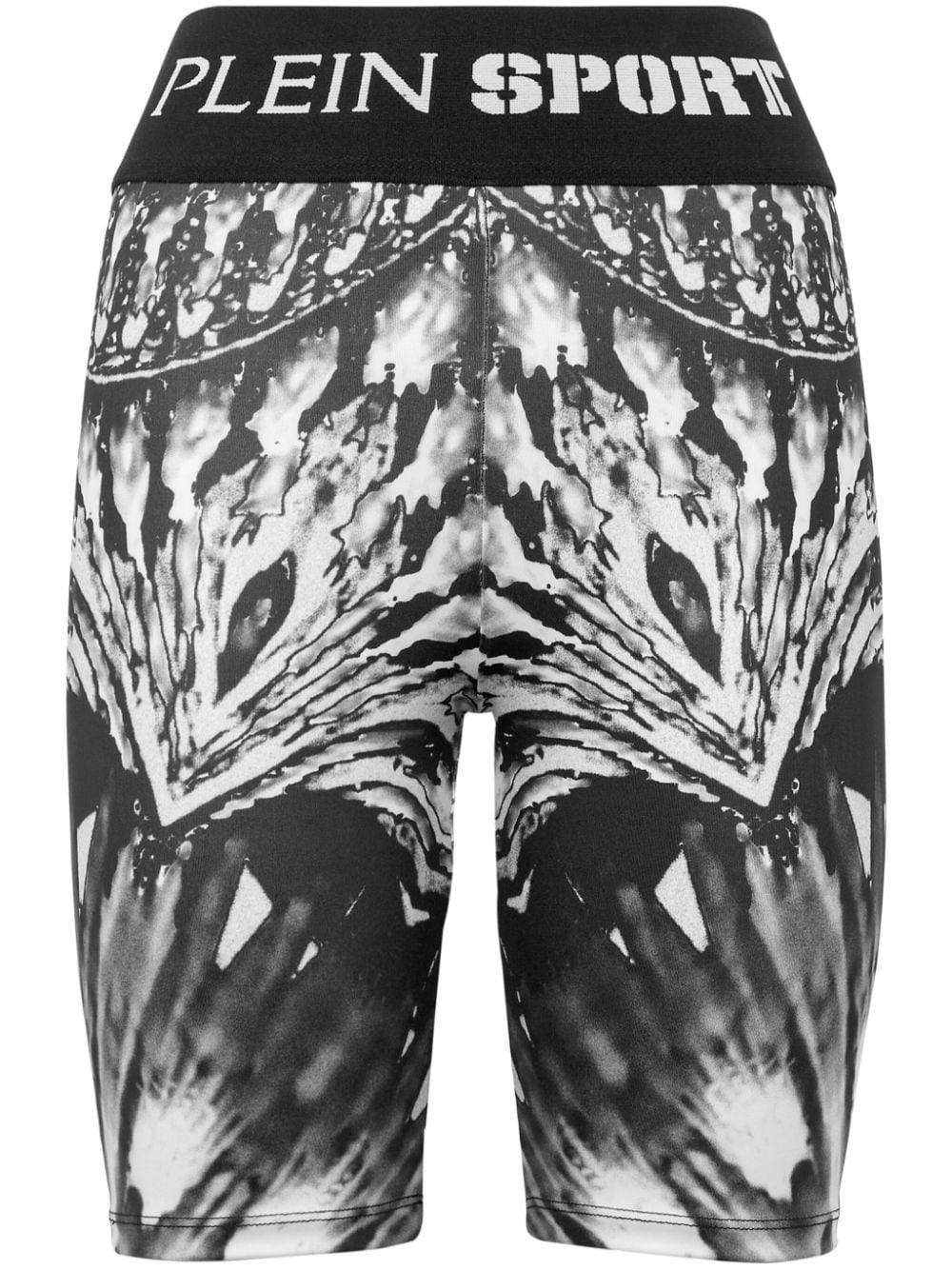 Plein Sport abstract-print skinny cycling shorts - Black von Plein Sport