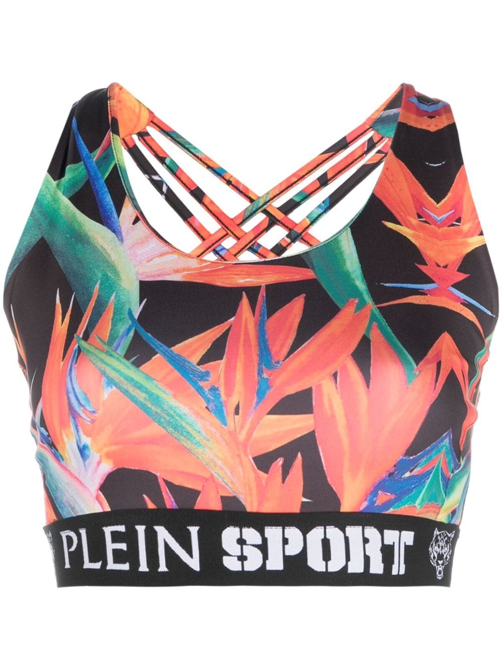 Plein Sport botanical-print jogging bra - Black von Plein Sport