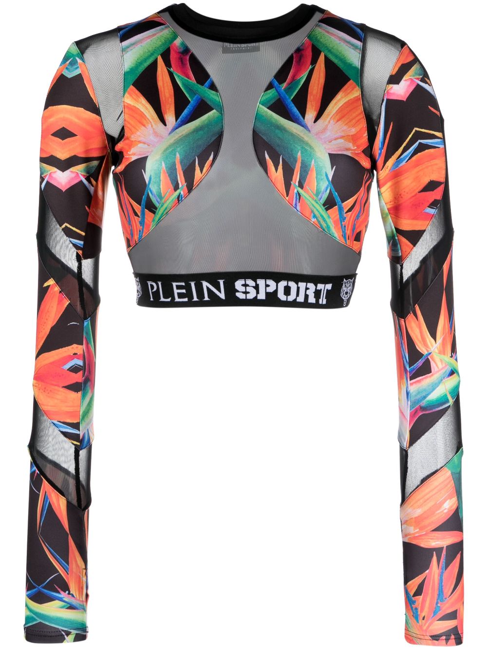 Plein Sport botanical-print long-sleeve compression top - Black von Plein Sport