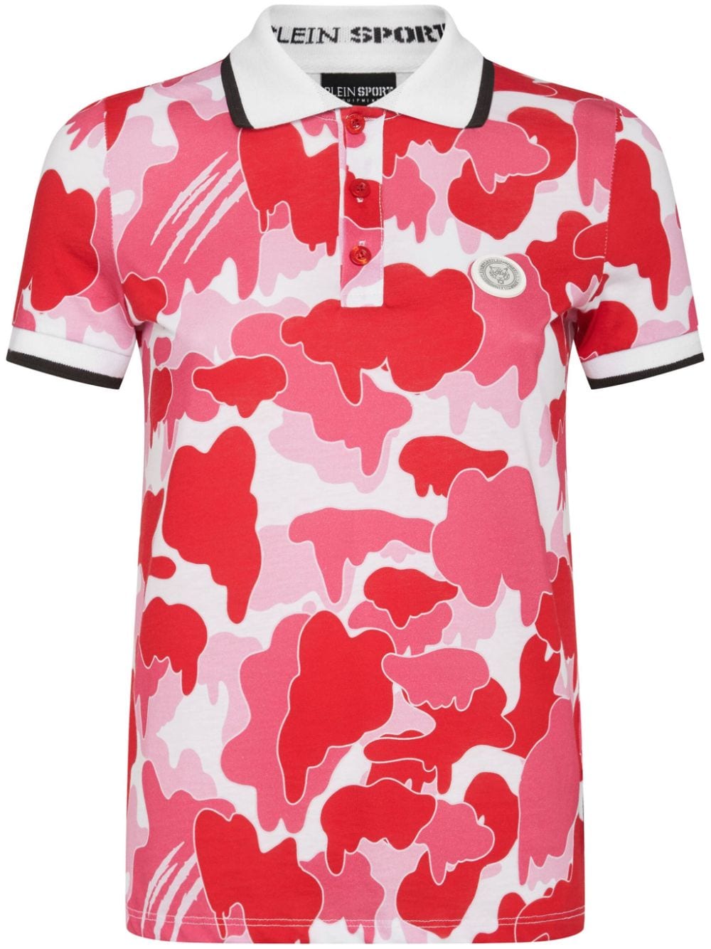 Plein Sport camouflage-print cotton polo shirt - Pink von Plein Sport