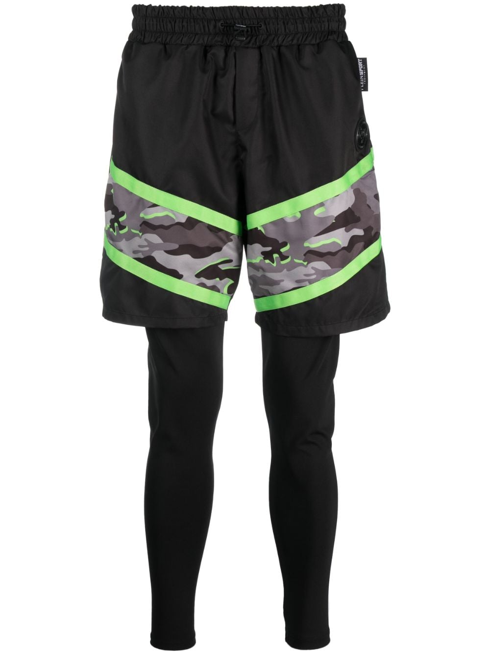 Plein Sport camouflage-print layered legging - Black von Plein Sport