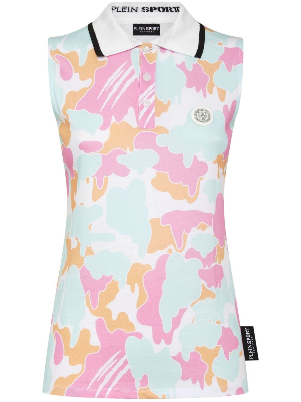 Plein Sport camouflage-print sleeveless polo shirt - Pink von Plein Sport