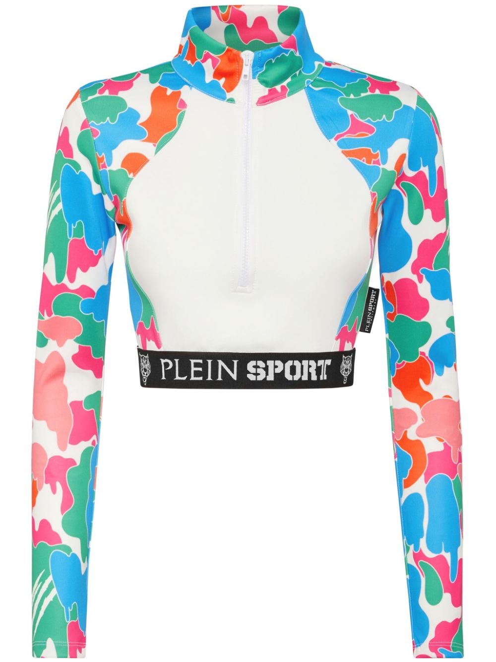 Plein Sport cropped zip-up sweatshirt - White von Plein Sport