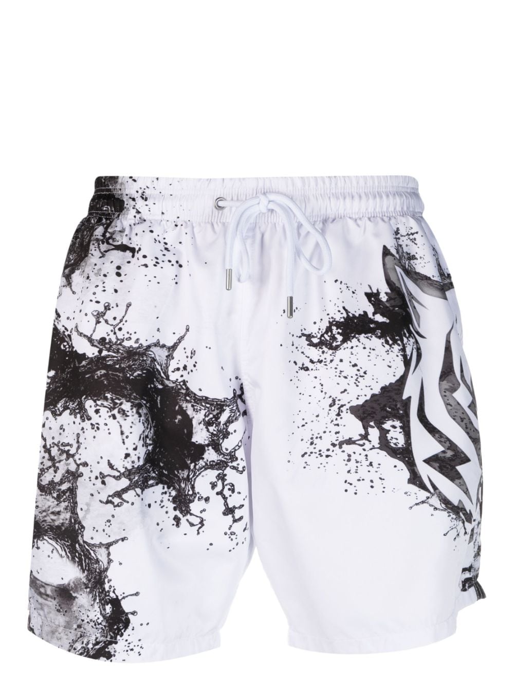 Plein Sport Splash Extreme drawstring swim shorts - White von Plein Sport