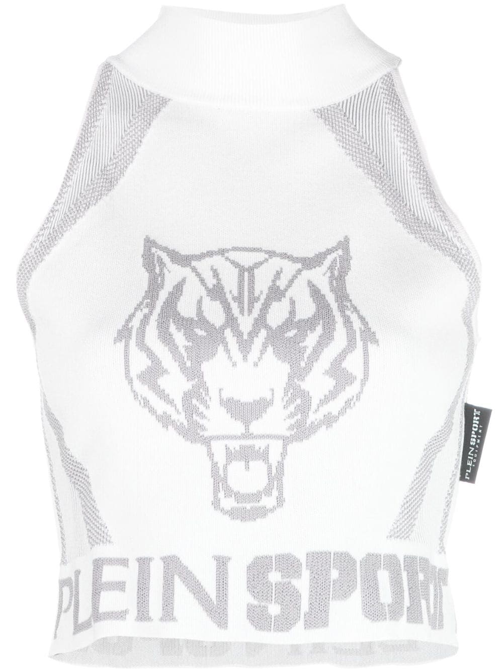 Plein Sport jacquard sleeveless cropped top - White von Plein Sport