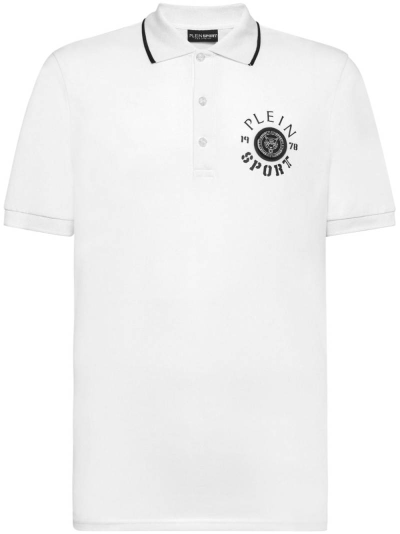Plein Sport logo-appliqué cotton polo shirt - White von Plein Sport