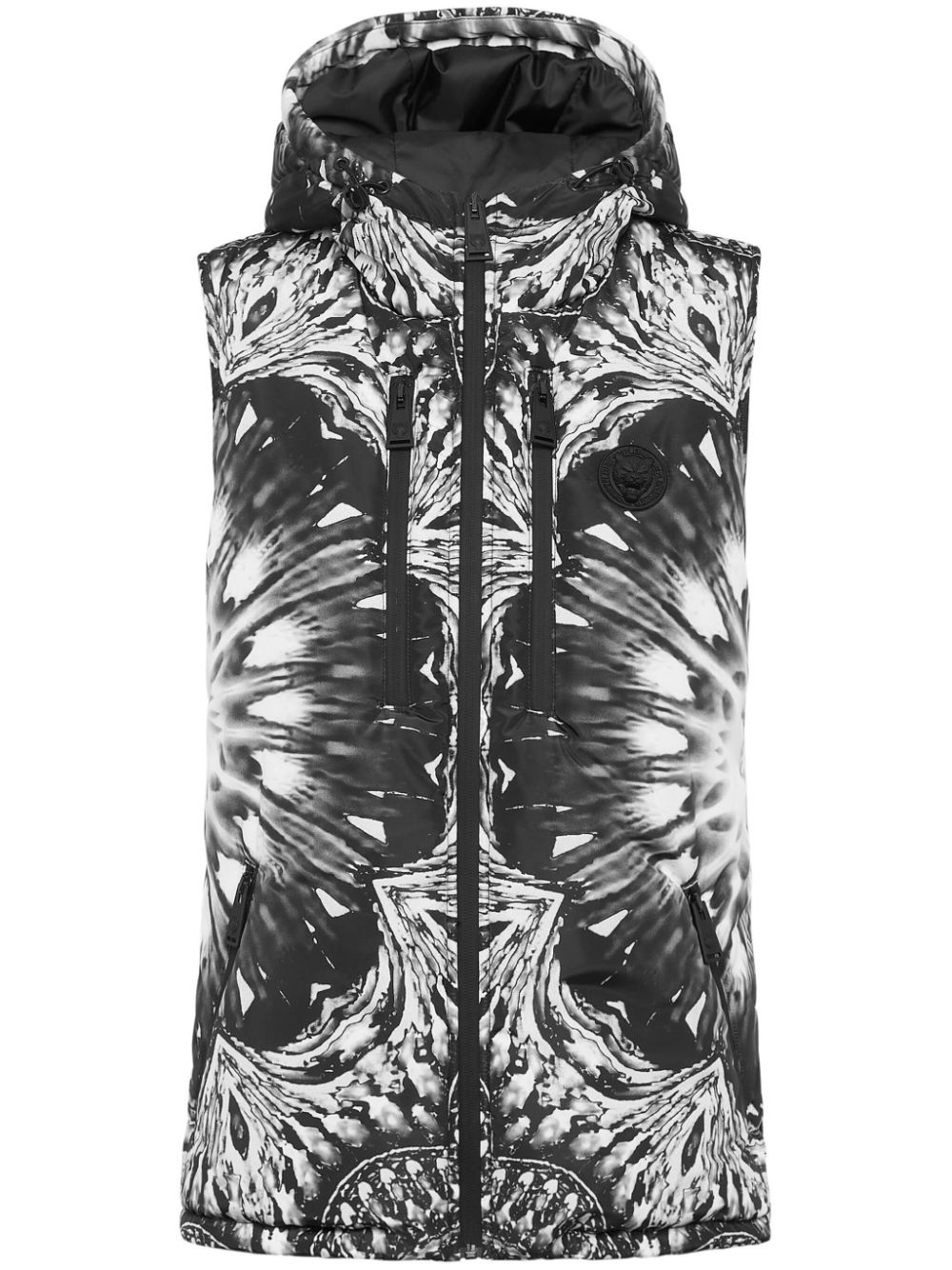 Plein Sport logo-appliqué graphic-print puffer gilet - Black von Plein Sport