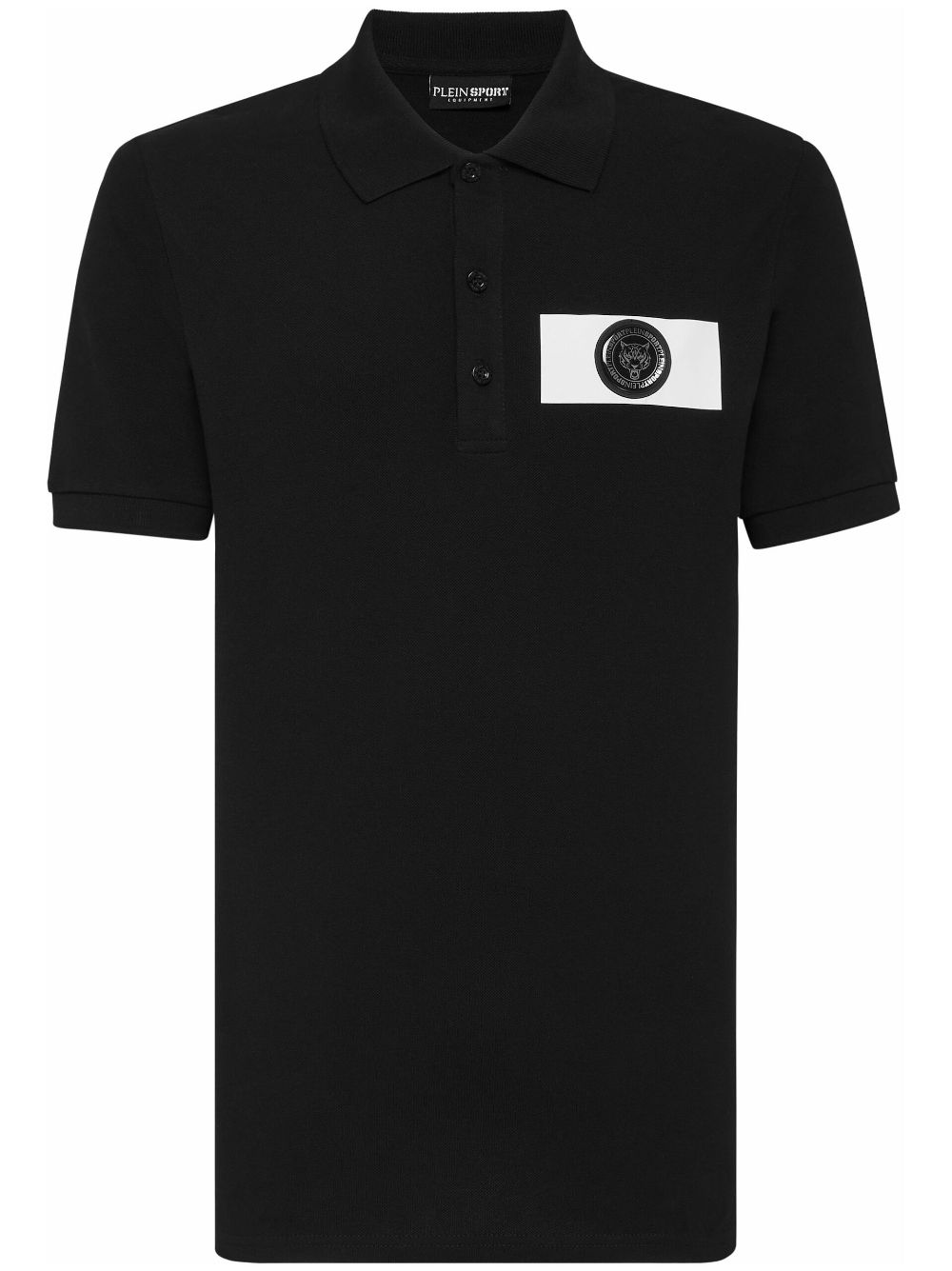Plein Sport logo-patch cotton polo shirt - Black von Plein Sport