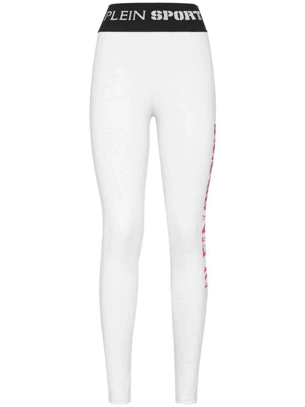 Plein Sport logo-print performance leggings - White von Plein Sport