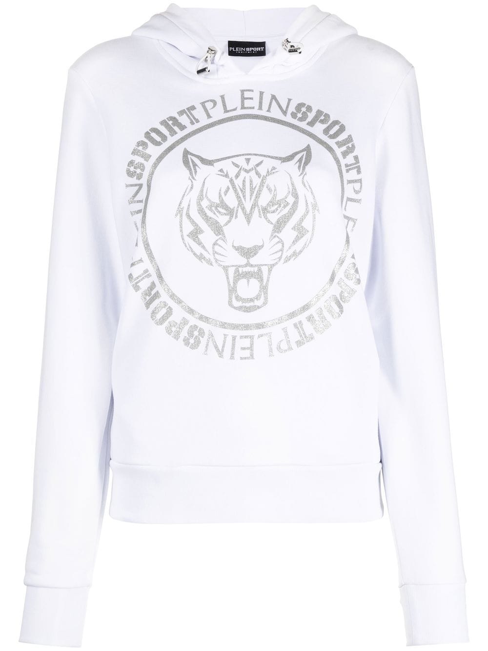 Plein Sport logo-print tiger hoodie - White von Plein Sport