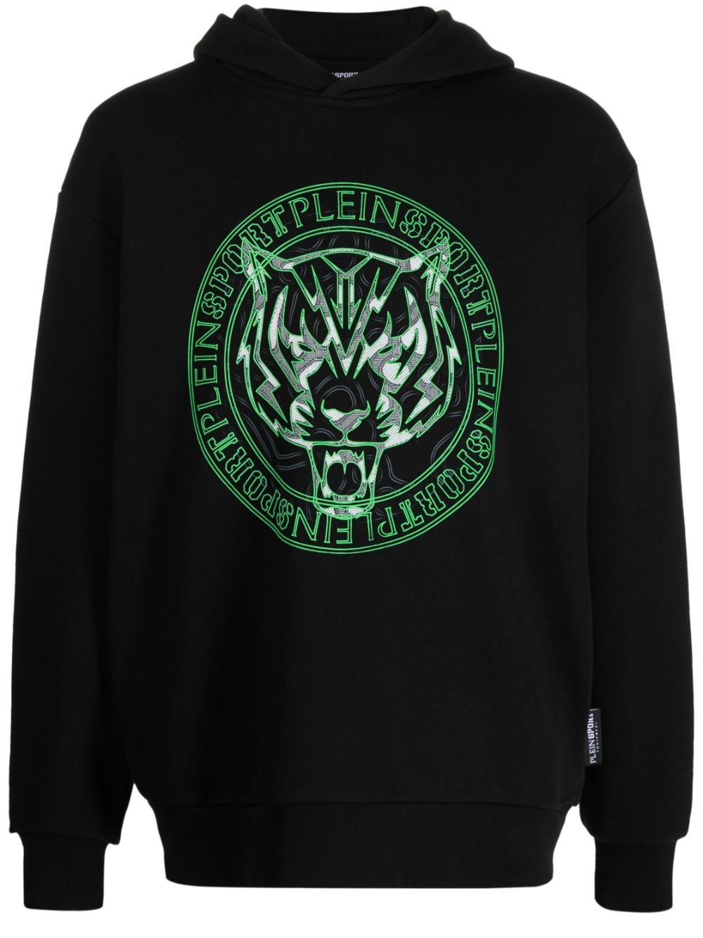 Plein Sport logo-tiger-print hoodie - Black von Plein Sport