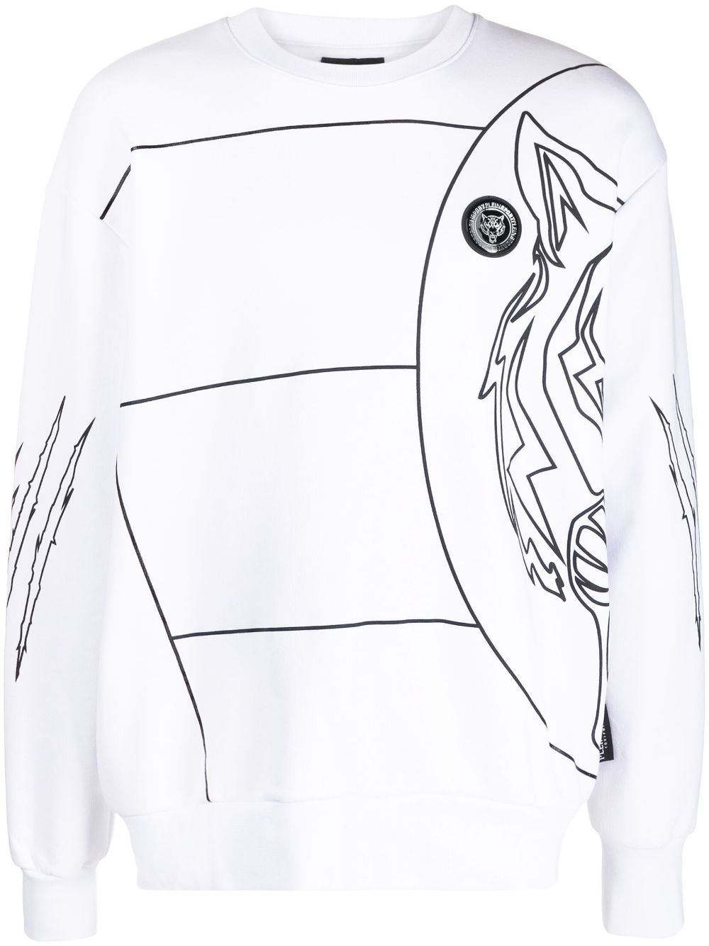 Plein Sport logo tiger-print sweatshirt - White von Plein Sport