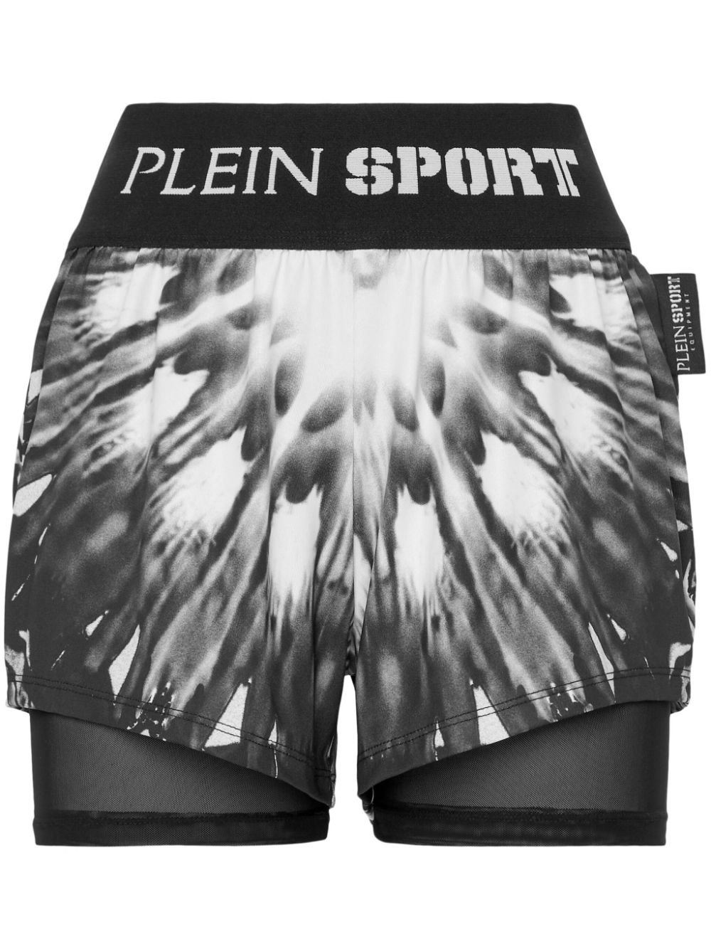 Plein Sport logo-waistband graphic-print shorts - Black von Plein Sport