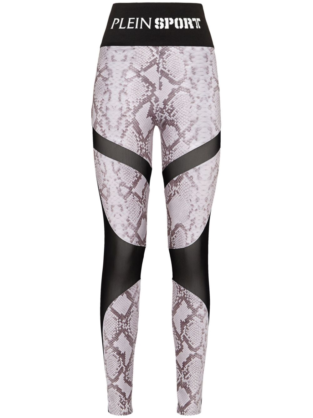 Plein Sport logo-waistband snakeskin-print leggings - Neutrals von Plein Sport