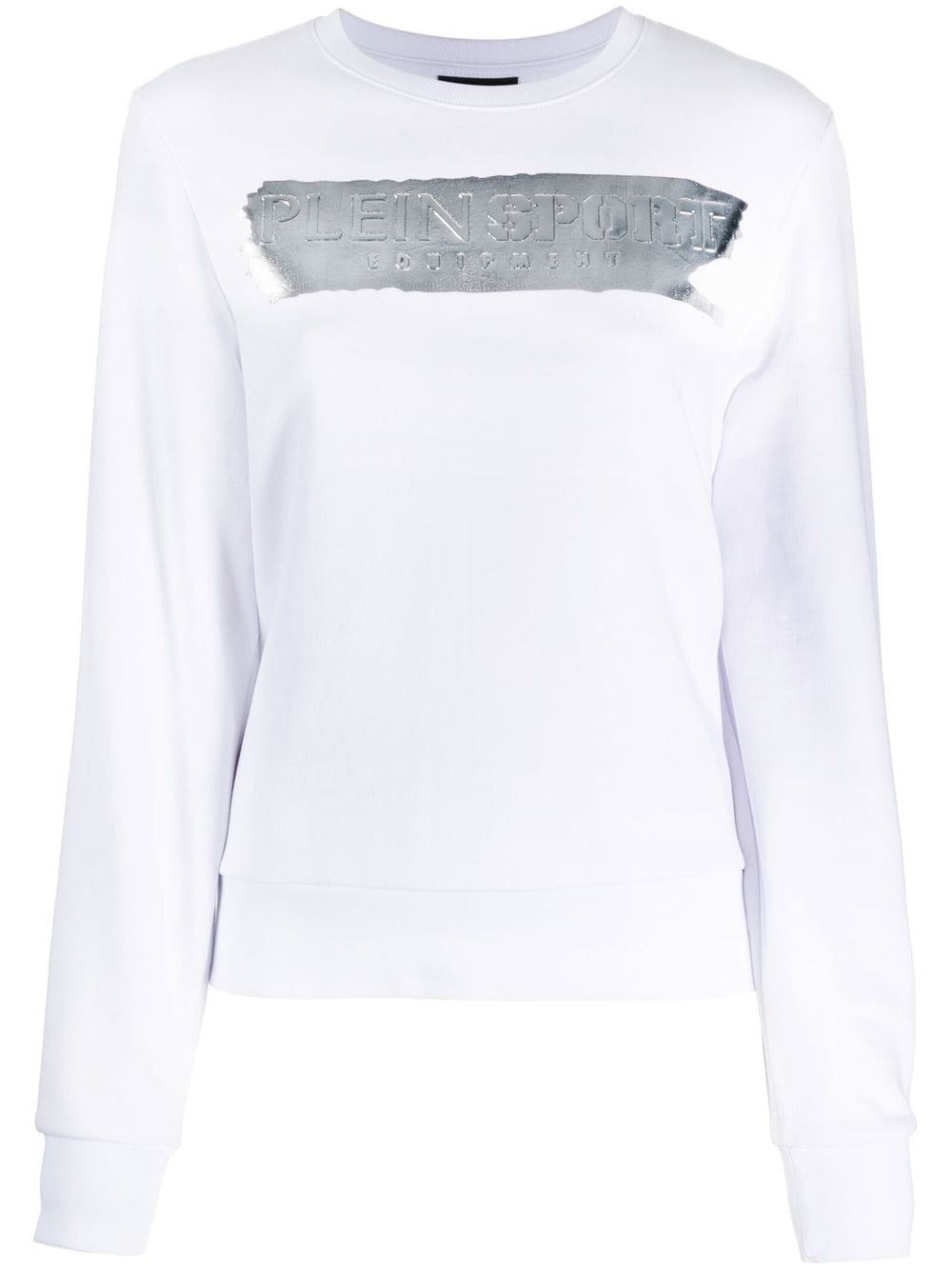 Plein Sport metallic logo-print cotton sweatshirt - White von Plein Sport