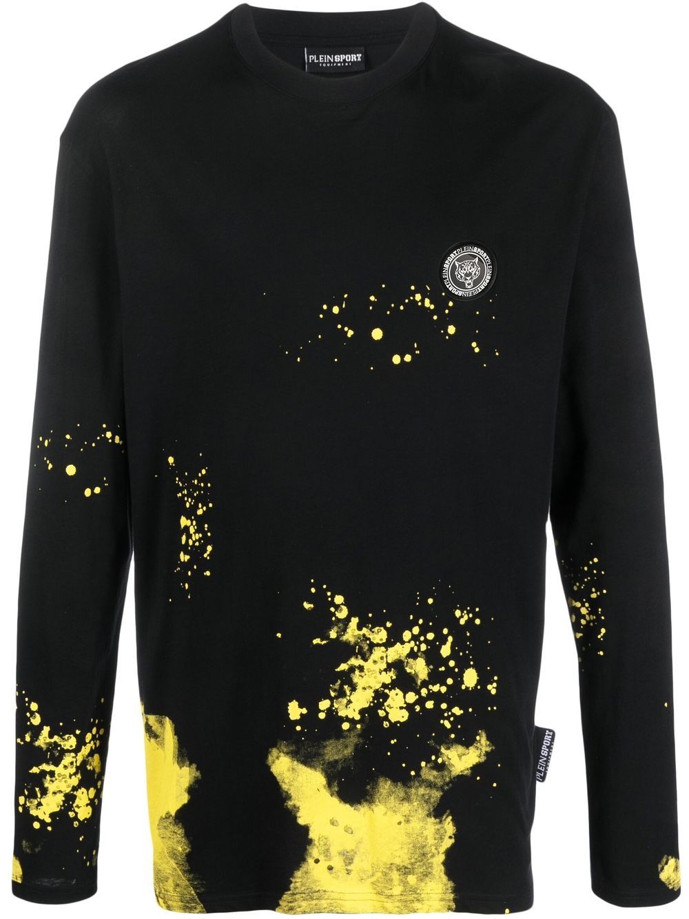 Plein Sport paint splatter-print long-sleeved T-shirt - Black von Plein Sport