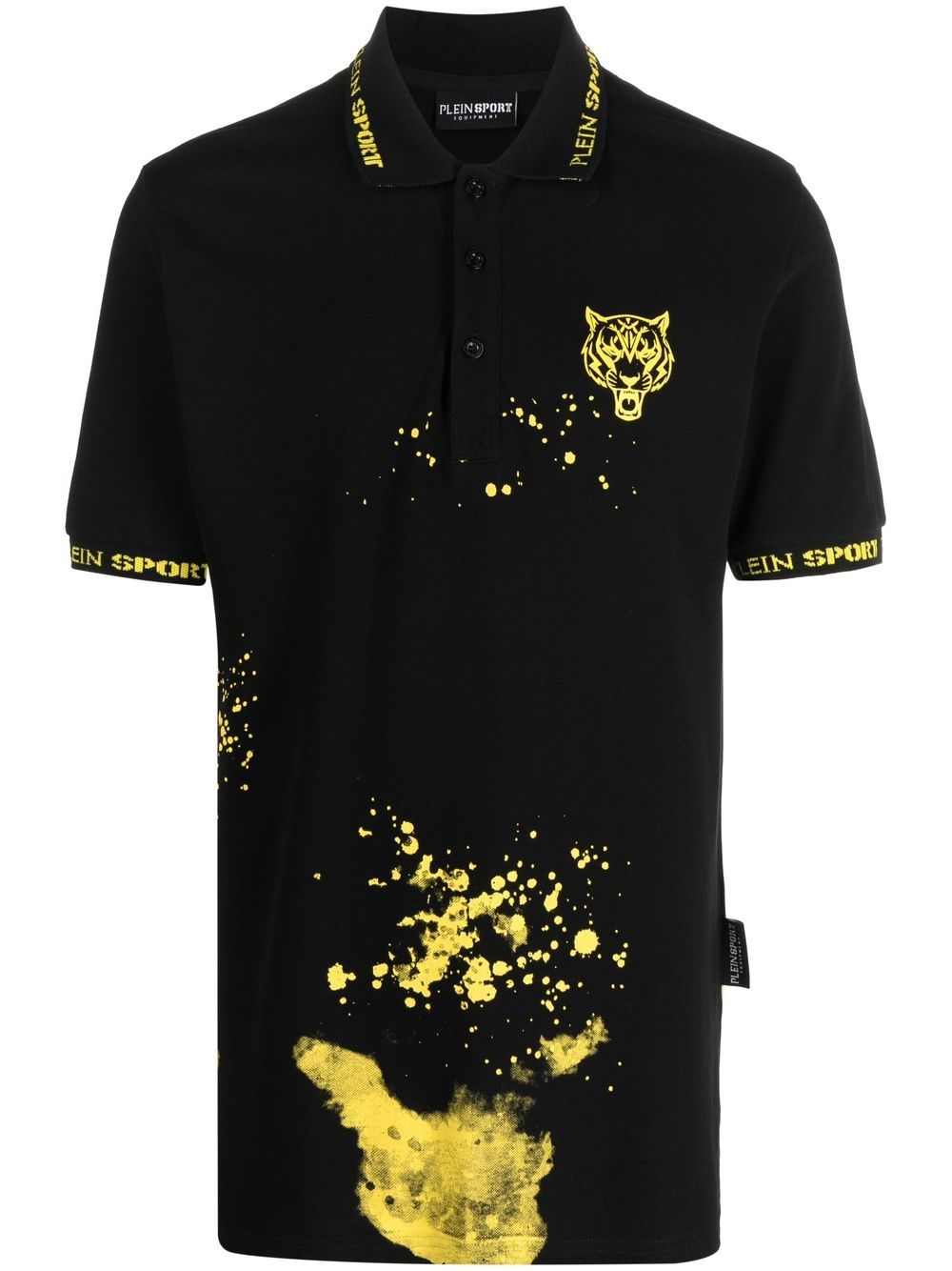 Plein Sport paint splatter-print polo shirt - Black von Plein Sport