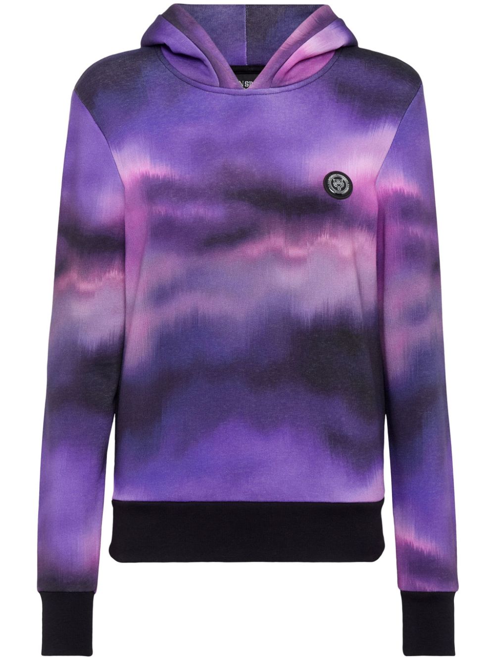 Plein Sport painterly-print cotton hoodie - Purple von Plein Sport