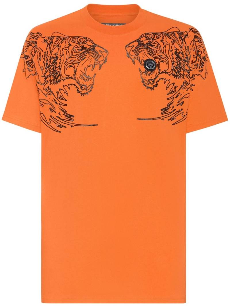 Plein Sport tiger-print cotton T-shirt - Orange von Plein Sport