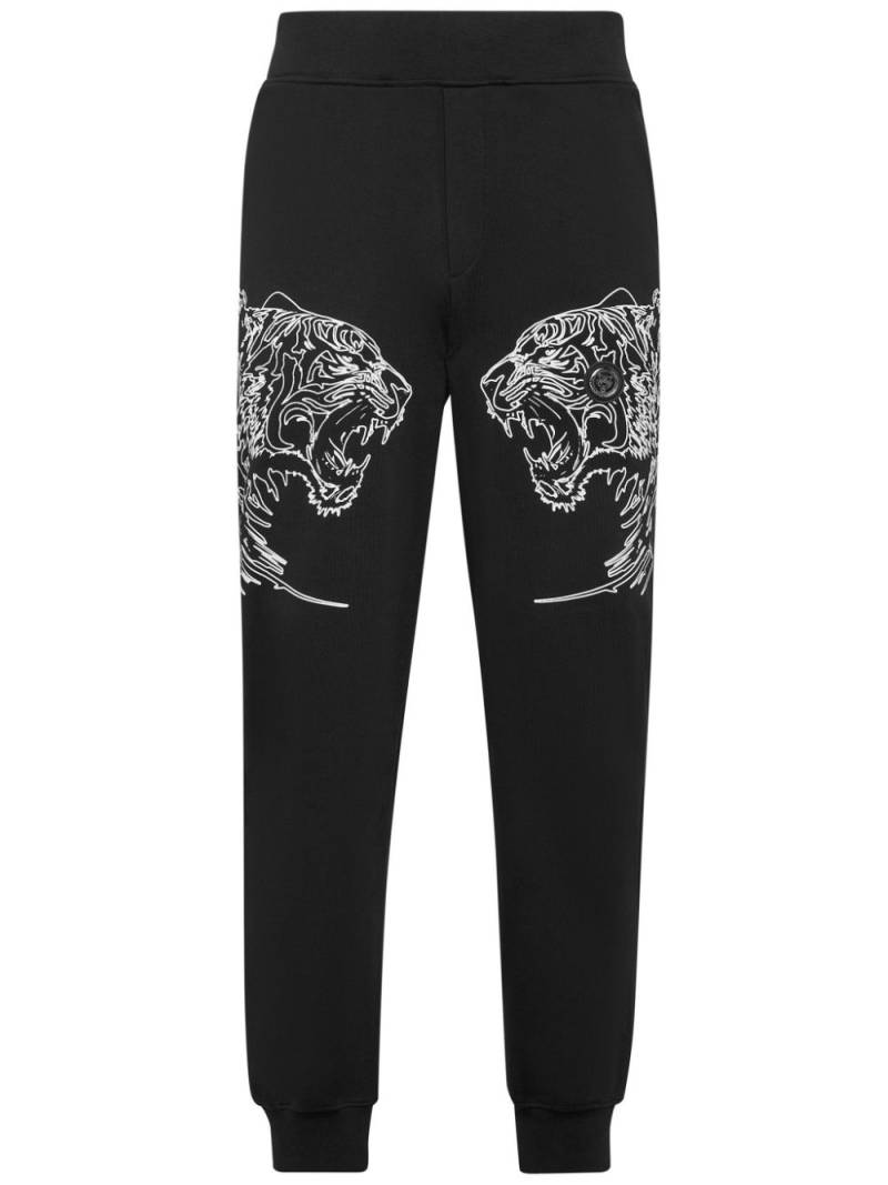 Plein Sport tiger-print cotton track pants - Black von Plein Sport